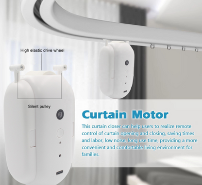 Smart Curtain Robot Electric Motor, Tuyasmart APP Control with Timer Function, Alexa, Google Home Workable